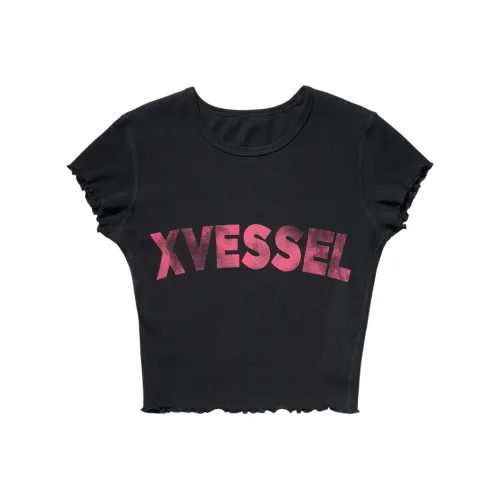 VESSEL Т-рубашка с оборванным плечом женская черная