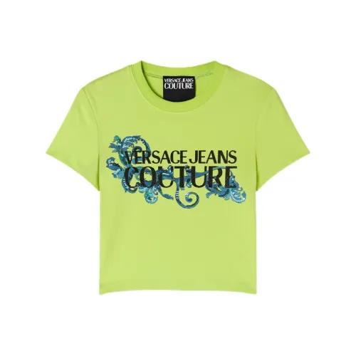 VERSACE JEANS COUTURE FW24 Стандартная T-рубашка Женская Зеленая