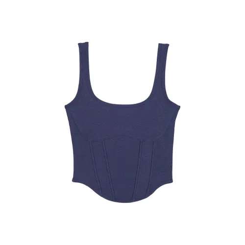 Victoria's Secret Розовый The CINCHED Пике CORSET Топ Полуночный синий Майка Женские Морской синий