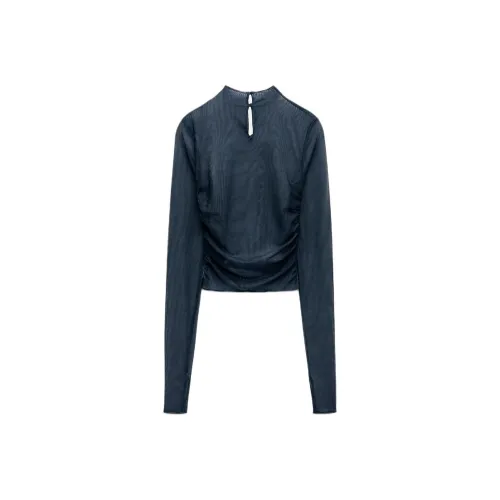 ZARA T Рубашка Женская Глубокое море Синий