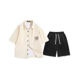 Set (Ecru + Black Cargo Shorts)  
Комплект (Экрю + Черные Карго Шорты)