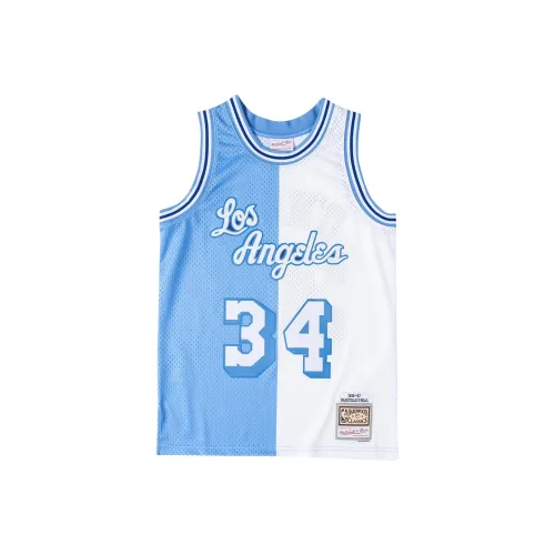 Mitchell Ness Синий с Белым Lettering Мужская баскетбольная футболка