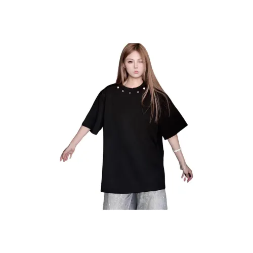 BEAR UNION Рукав с оборванным плечом T-рубашка Унисекс Черный