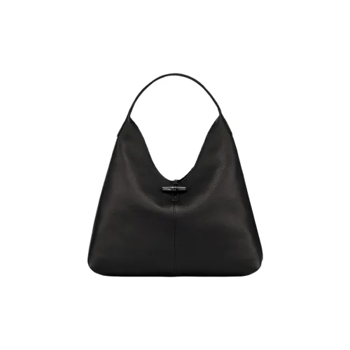 LONGCHAMP Roseau Essential Коровья кожа Плечевая сумка Сумка Большая Женская Черная