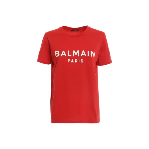 BALMAIN Стандартная T-рубашка Женская Красная