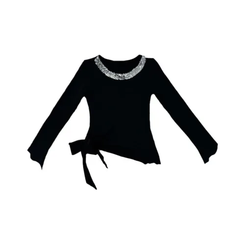 NANING9 Черные Женские T-рубашки