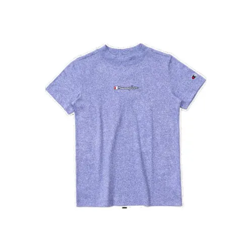Champion Круглый вырез Облегающий крой Прямой крой Короткий рукав Т-рубашка Женская Светло-фиолетовая