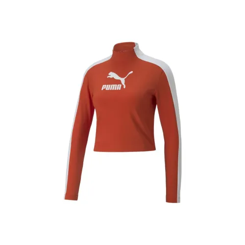 PUMA T7 Cropped Slim Longsleeve Tee T Shirt Женская Красная