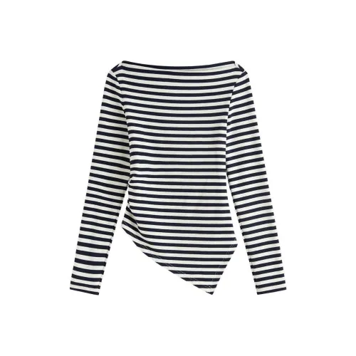 FANSILANEN T-рубашка Женская Темно-синий Белый Полосы