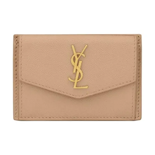 SAINT LAURENT UPTOWN Тисненая кожа с зернистым текстуром Женская Темно-бежевый