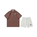 Верблюжий цвет, рубашка с коротким рукавом + белые шорты