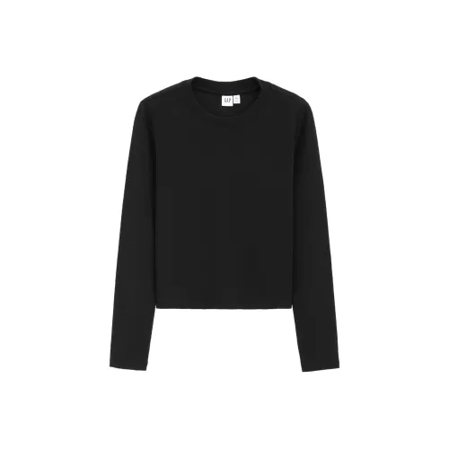 GAP Ткань в рубчик Эластичный Длинный рукав Т-рубашка Укороченная Внутренняя одежда Т-рубашка Женская