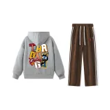 Серый свитшот + D619 кофейные штаны