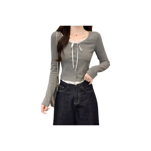 Ning Cai Yuer T-рубашка Женская Серого цвета