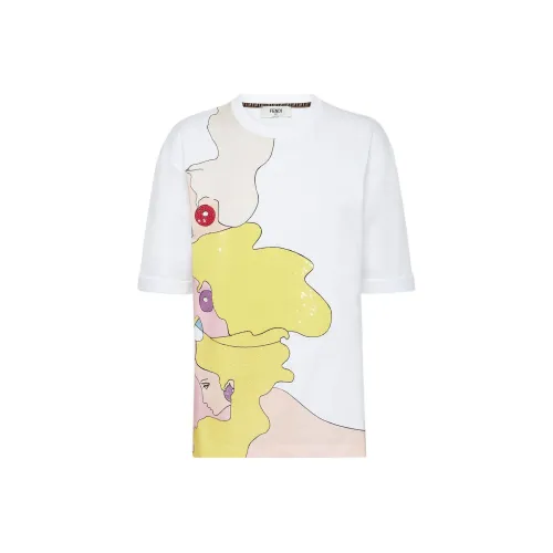 Fendi SS22 Рукав с оборванным плечом T-рубашка Женская Белая