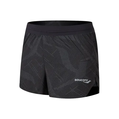 Saucony Повседневные шорты Мужские Черный с Отражающим серебристым Точечным узором Комплект