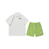 Белая рубашка с короткими рукавами + неоновые зеленые шорты