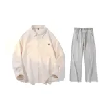 Комплект (Абрикосовая рубашка + Желтые грязные джинсы)