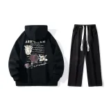 Комплект одежды (Черный свитшот + Черные джинсы)