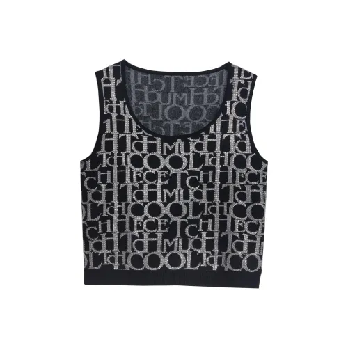 TCH Майка Женская Черная с Серебристым Логотипом