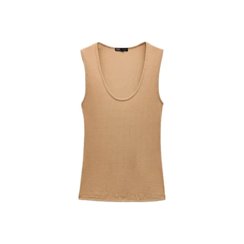 ZARA Песочный Женские Майки