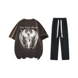 Комплект одежды (Армейский зеленый топ + Черные 2657 повседневные штаны)