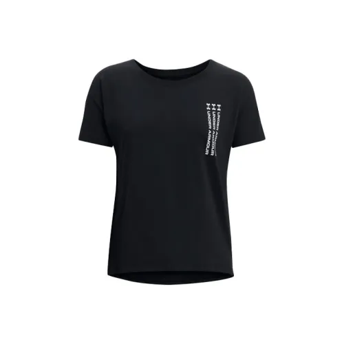 Under Armour Рукав с оборванным плечом T-рубашка Женская Черная