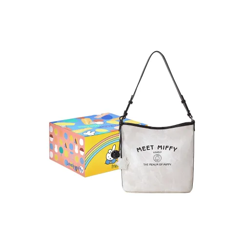 MIFFY Сумка через плечо из синтетической кожи среднего размера женская цвет экрю светло-синий