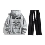 Комплект одежды (Свитшот серого цвета Фотиния + Черные джинсы с эффектом вымытого)