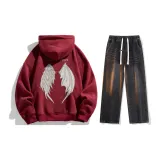 Комплект одежды (Бордовый топ + Черные джинсы)