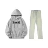 [Yellow Mud Jeans + Gray Sweatshirt]  
[Джинсы цвета желтой грязи + Серый свитшот]