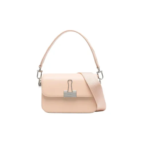 Off Белый Телячья кожа Одно плечо Сумка Маленькая Женская Персиково-оранжевая