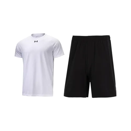 Under Armour Комплект Белая Футболка + Черные Шорты Мужская Повседневная Спортивная Одежда