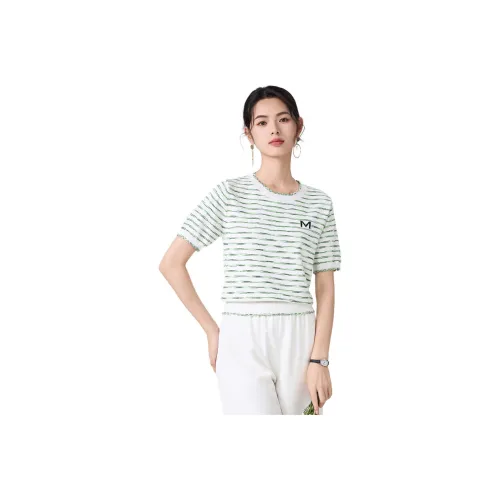 Love Elaine T-рубашка Женская Зеленый Белый Полосы