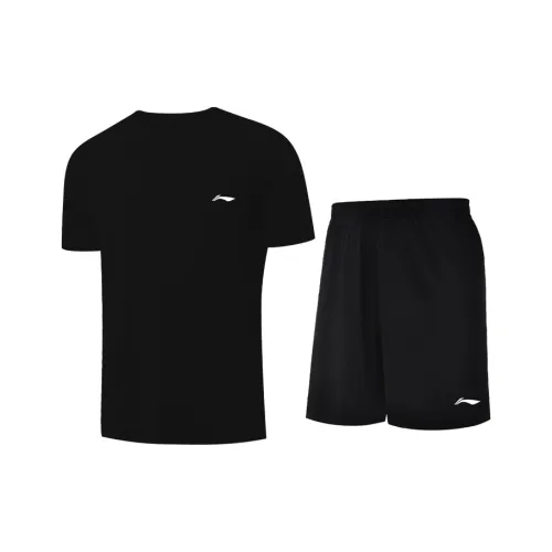 Лайнер Повседневный Спортивный Комплект из Двух Предметов Мужской Черный