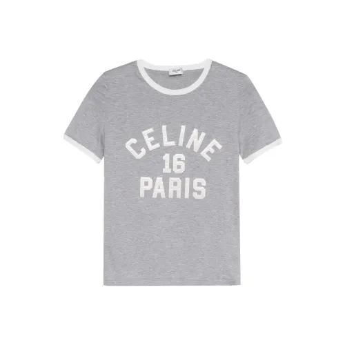 CELINE Стандартная T-рубашка Женская Серого цвета