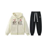 Хаки свитшот + черные штаны