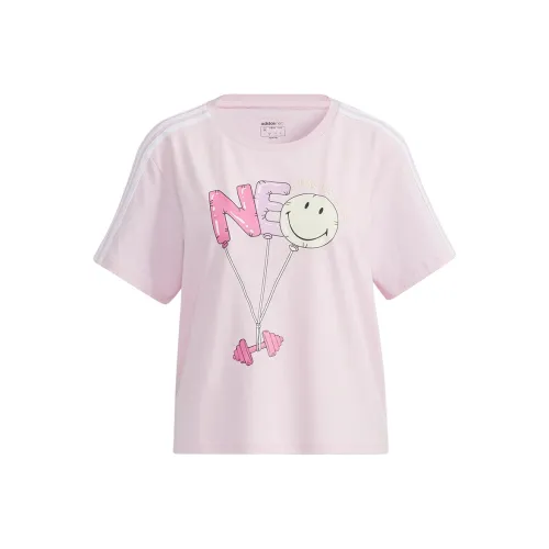 ADIDAS NEO Т-рубашка с оборванным плечевым краем женская розовая