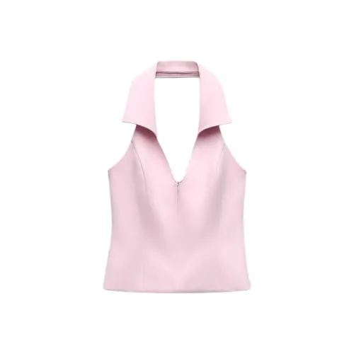 ZARA Светло-розовый Красный Женские Майки