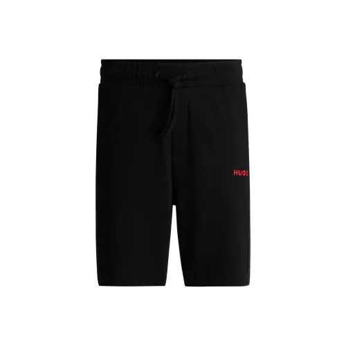 Hugo Boss Cotton Terry Шорты с логотипом Лента Боковая сторона Швы Повседневные шорты Мужской Черный