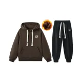 Флисовая подкладка, термический кофейный свитшот, комплект