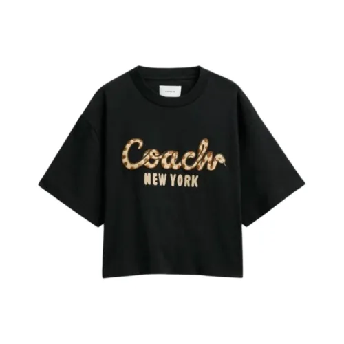COACH Т-рубашка с оборванным плечом женская черная
