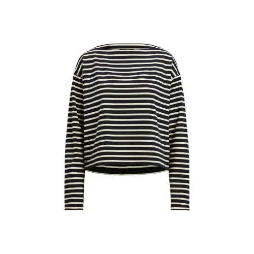 LAUREN RALPH LAUREN Рубашка с оборванным рукавом женская черно-белая