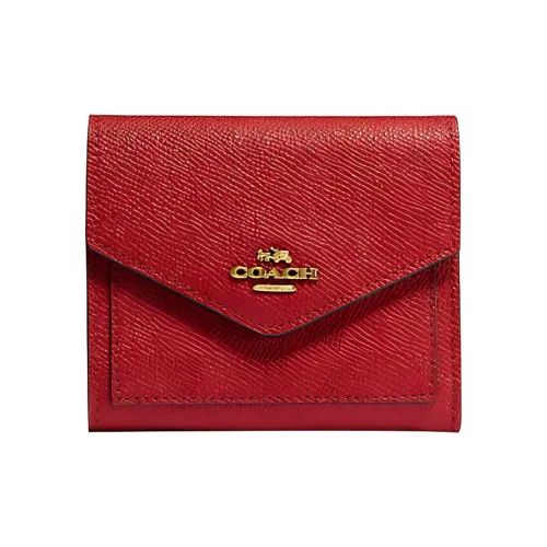 COACH Кожа Кожаный Холдер для Карт Кошелек для Монеты Женская Кошелек Красный