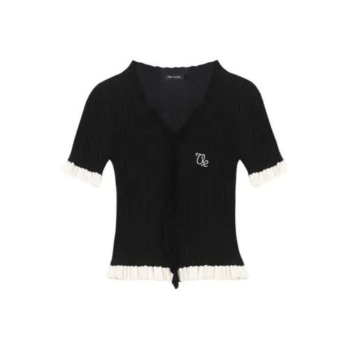 VEGA CHANG Черный Pit Полосы Женские T Рубашки