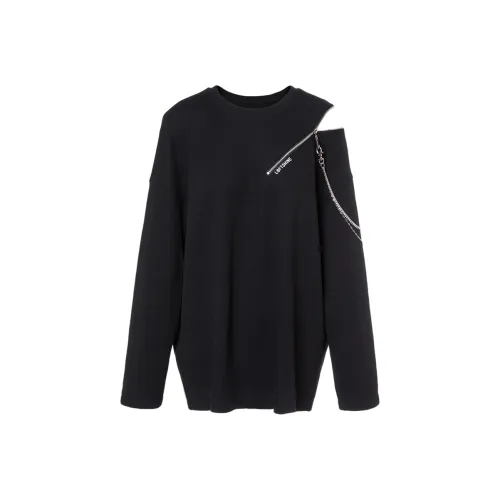 LOFT SHINE Прямой крой Длинный рукав Т-рубашка Женская Черная