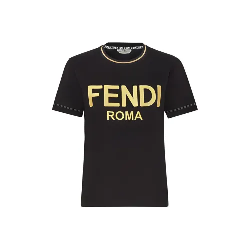 FENDI Стандартная T-рубашка Женская Черная