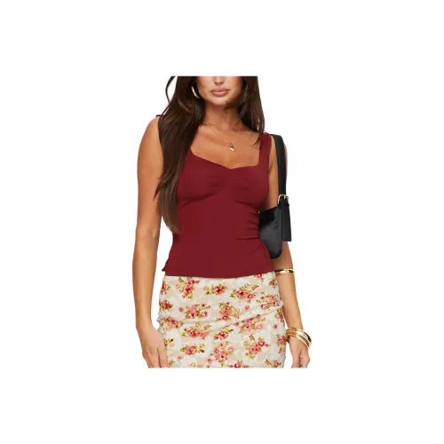 PRINCESS POLLY REHNA Топ Майка Женские Бургунди Бургунди