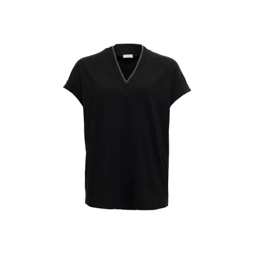 BRUNELLO CUCINELLI SS22 Рукав с оборванным плечом T-рубашка Женская Черная