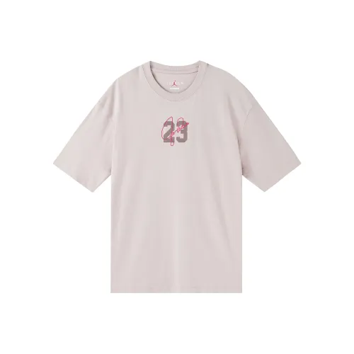 Джордан Рукав с спущенным плечом T-рубашка Женская Розовая